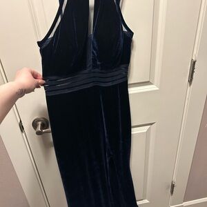 Elegant Navy Velvet Dress